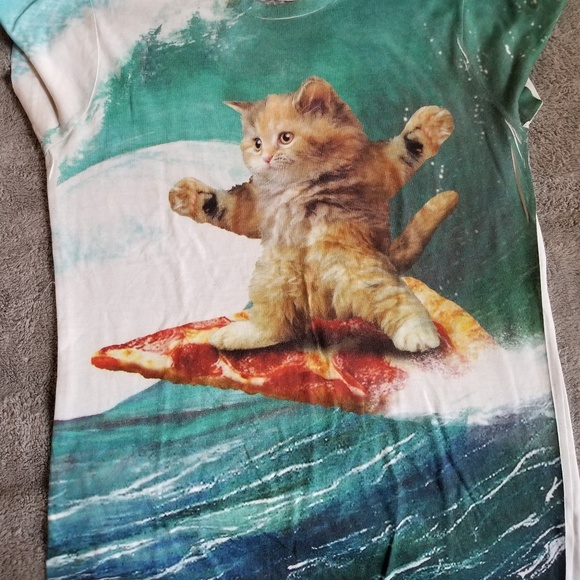 Childs cat surfing shirt - Picture 1 of 2